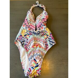 colorful halter BAR III one piece swimsuit size medium
